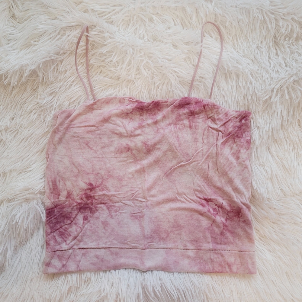 American Eagle Outfitters Pink Tie-Dye Crop Top